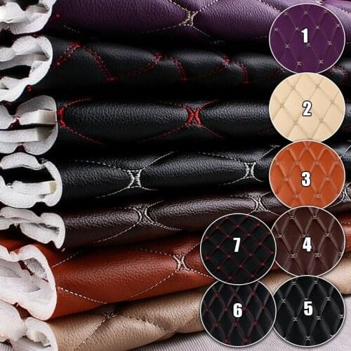 100*158cm PU Leather Embroidered Plaid Fabric For Upholstery Furniture Car Floor Mat Background Wall Sliding Door Decor