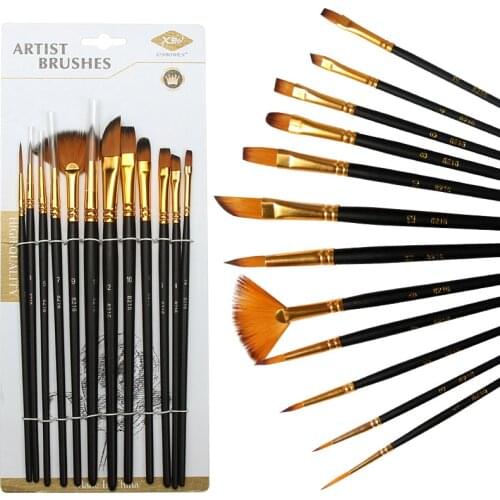 12pcs Professional Different Shape Nylon Hair Paint Brushes Artist Oil Watercolor Painting Brush For Art Supplies art supplies