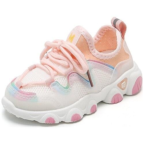 2021 Breathable Toddler Boy Sneakers Stretch Fabric Fashionable Baby Running Shoes Pink School Girl Sports Shoes Sneakers