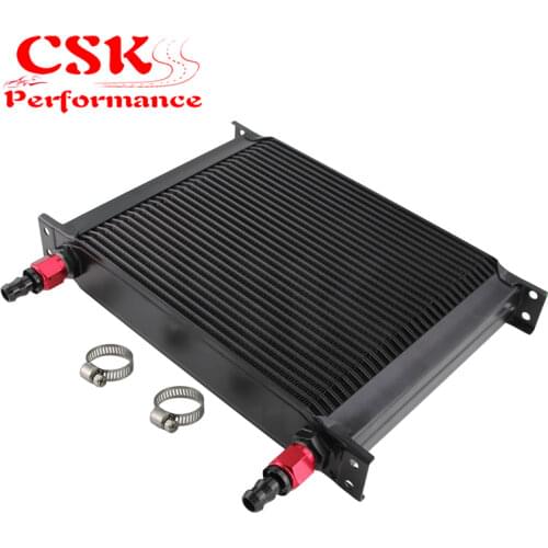 7 Row AN8 Universal Aluminum Engine Transmission 248mm Oil Cooler British Type w/ Fittings Kit BLACK
