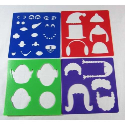 4pcs sketchpad tool Children Puzzle Early Painting Funny Face Drawing Board Sketchpad Toy Stationery Template Tools Plastic