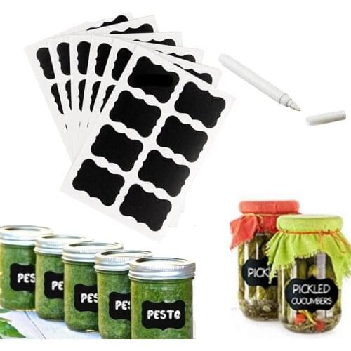 49Pcs Kitchen Accessories Blackboard Stickers Labels With Rewritable White Liquid Chalk Salt Spice Jar Organizer Kitchen Gadgets