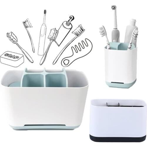 5 in 1 Toothbrush Holder Electric Teeth Brush Shaving Makeup Brush Toothpaste Holder Case Bathroom Storage Box Organizer Stand