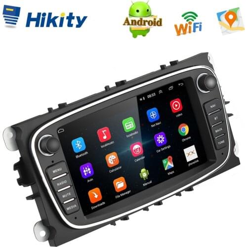 Hikity 2din Android GPS Tracker Autoradio Car Radio Android 8.1Car Multimedia player 7'' Audio DVD Player For Ford/Focus/S-MaX