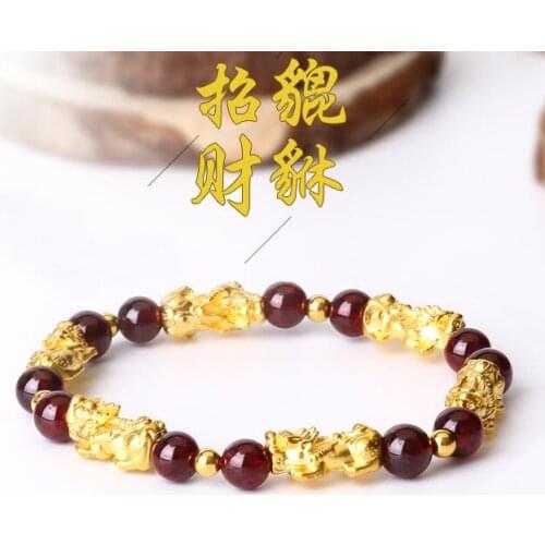 Free shipping 999 gold garnet garnet agate born Pearl Valentines Day Gift Bracelet