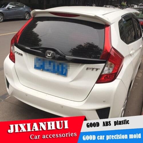 For Fit Spoiler 2014-2017 Honda Jazz Yyck Spoiler ABS plastic Material Car Rear Wing Color Rear Spoiler