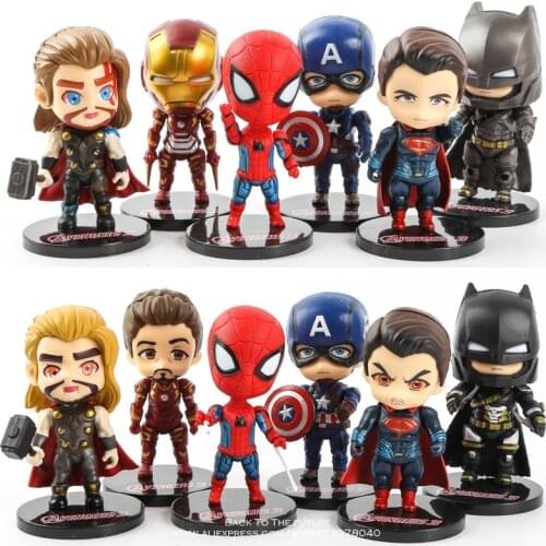 Disney Marvel Avengers 6pcs/set 9.5cm Iron Man Action Figure Model Anime Mini Decoration PVC Collection Figurine Toys model