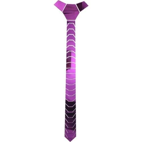 Luxury Style Bling Bling Skinny Ties Purple Mirror Neck Ties Fashion Wedding Accessories Necktie Night Party Suit Crystal Tie