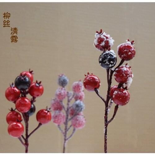 Simulation red fruit frosted fruit decoration glass sand red fruit decoration Christmas wreath decoration material sauce