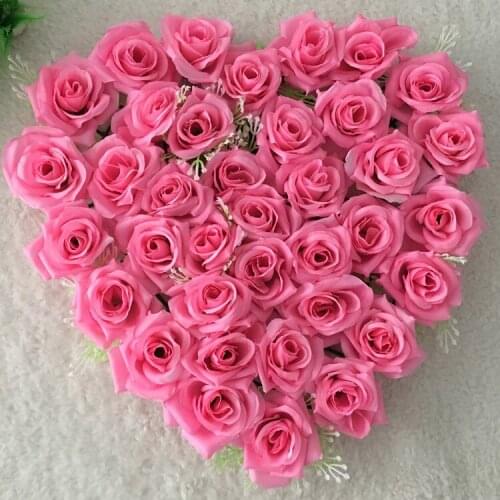 Artificial rose love heart wreath silk rose flower with plastic frame 40*40cm wedding venue decoration home hotel love wreath
