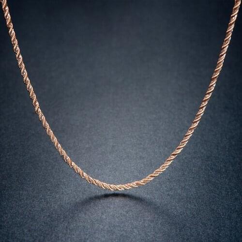 Italy Solid AU750 Rose Gold Necklace Chain Women Rope Necklace Chain
