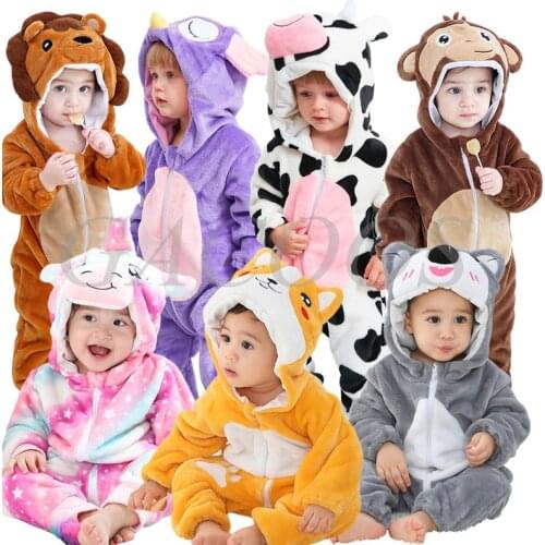 Newborn Baby Rompers Kigurumi Boy Girls Pajamas Animal Cartoon Romper Hooded Pyjama Lion Monkey Costumes Toddler Cosplay Clothes