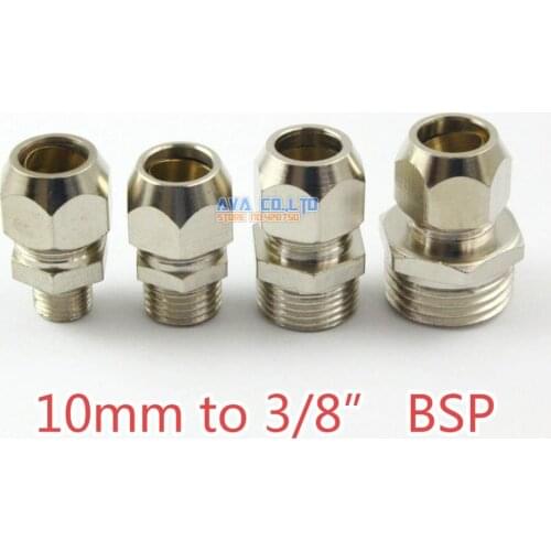 10 Pieces Brass 10mm to 3/8" BSP Compression Connector Fitting Fuel Air Gas Water Hose Connector Coupler