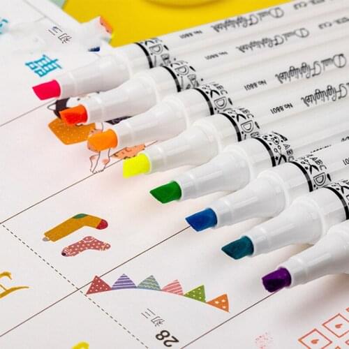 Double Head Highlighter Cute Colored Pen Set Fluorescent Mildliner Art Supplies Pastel Marker Office School Stationery Drwning