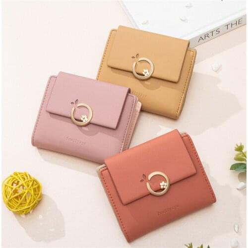 Fashion short womens bag simple three-fold womens bag wallet multi-color ladies wallet