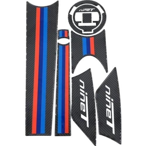 Motorcycle RnineT 3D carbon fibre Tank Pad Stickers Tank cap cover Rear hump Decal For BMW R nine T R9T 2014-2018