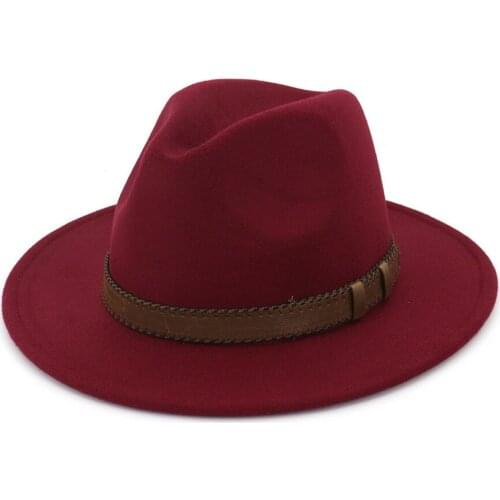 Retro Men Women Fedora Hat With Leather Belt Outdoor Casual Hat Winter Jazz Hat