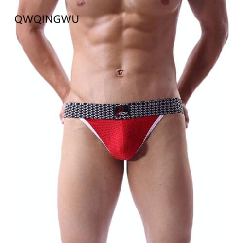 Men Underwear Briefs Panties Sexy Brief Thongs Low Rise Short Underpants Large Pouch Mens Slips Breathable Hole Briefs Thong