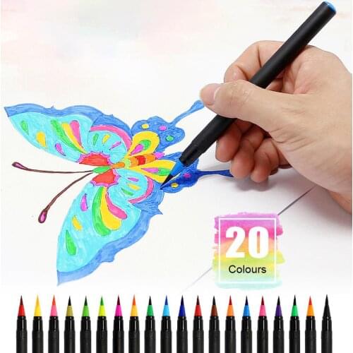20Color Watercolor Brush Pen Set Coloring Books Comic Calligraphy Paint Marker Painting Graffiti Brush
