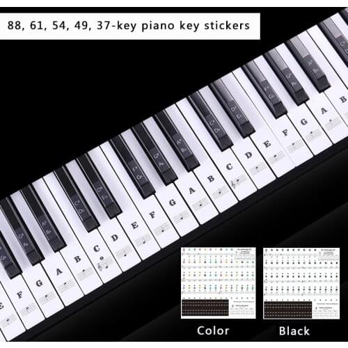 Piano Sticker Transparent Keyboard PVC Sticker 54/6188 Key Piano Stave Electronic Keyboard Note Sticker