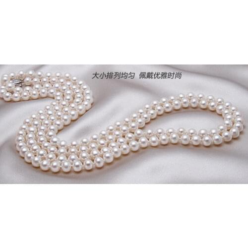 Double strands 9-10mm south sea white round pearl necklace 18inch19inch