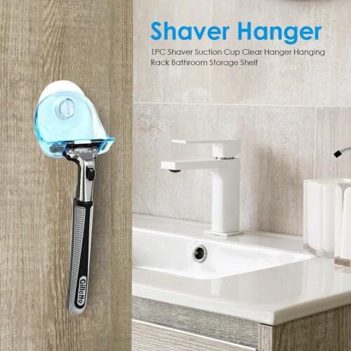Plastic Shaver Hanging Rack Clear Storage Shelf Sucker Suction Cup Razor Holder Organizer Bathroom Product