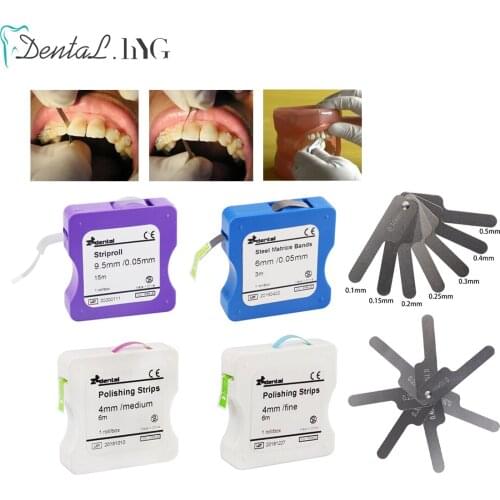 Dental Polising Strip and Gauge Measure Tooth Gap Orthodontic Materials Interproximal Reduction (IPR) Tools 2 Strips 2 Gauges