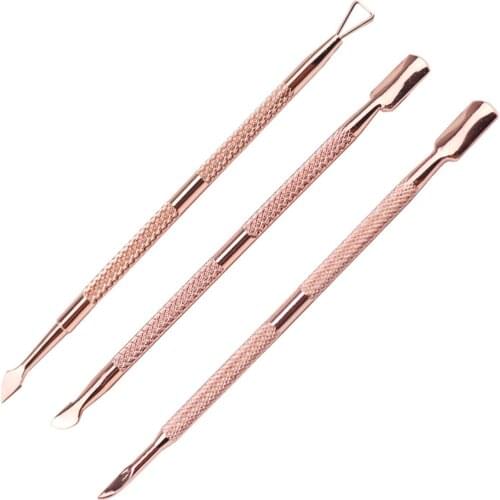 1/3pcs Gold Stainless Steel Cuticle Pusher Nail Art Pedicure Manicure Tools Nail File Dead Skin Push Cuticle Remover Nail Pusher