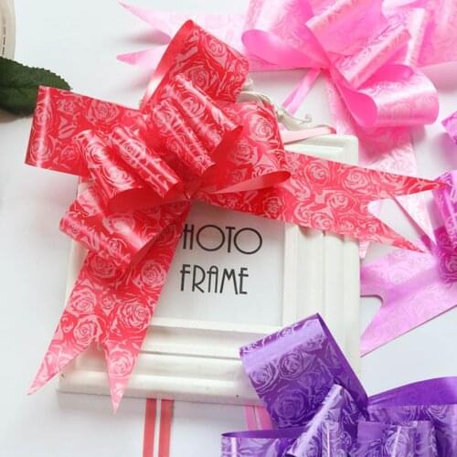 Rose pattern 3cm hand-drawn pull flower wedding decoration Valentine gift packaging wedding ribbon 200pcs/lot