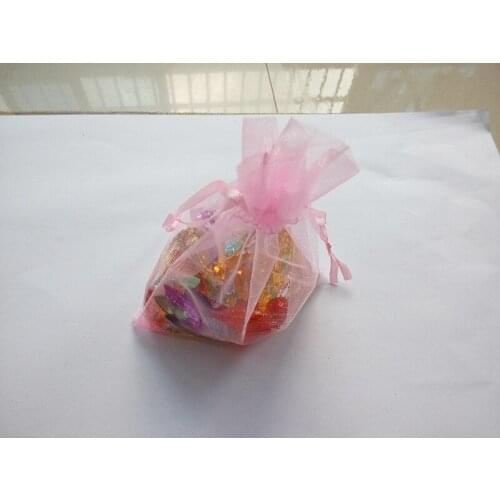50pcs 13*18 Pink gift bags for jewelry/wedding/christmas/birthday Organza Bags with handles Packaging Yarn bag