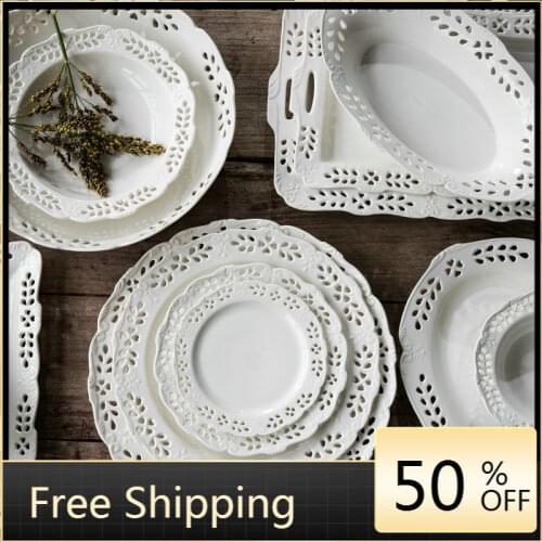 Wedding Portable Plate Set Porcelain Dinner White Plates Ceramic Dinner Sets Serving Plates Talerze Obiadowe Kitchen Dishes Gift