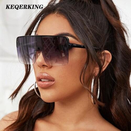Trending One Piece Square Sunglasses Women Brand Retro Star Oversized Sun Glasses Female Vintage Shades Eyewear Men UV400