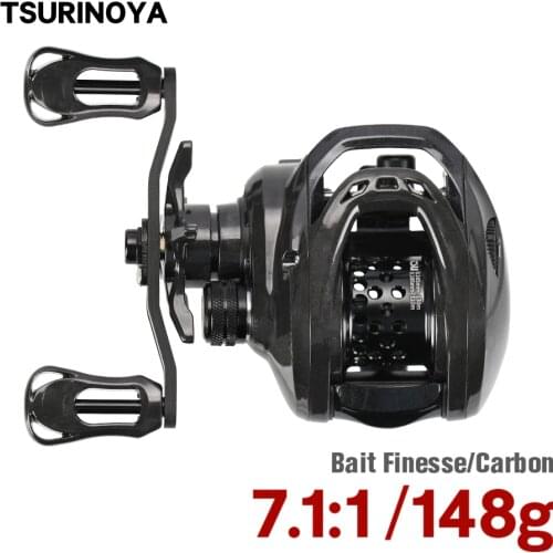 TSURINOYA Bait Finesse 7.1:1 High Gear Ratio Ultralight Baitcasting Fishing Reel DARK WOLF 50 148g Trout Ajing Carbon Saltwater