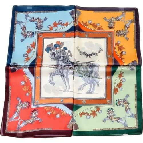 Spring New Style Square Scarf Ladies Silk Scarf Fashion Hair Band Horse Print Kerchief Handkerchief Shawl R4