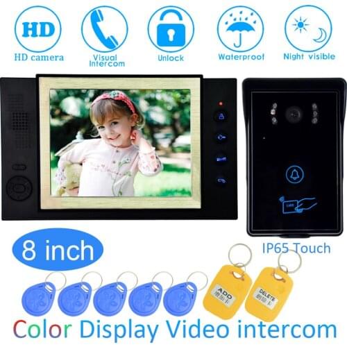 8'' Color LCD Video Door Phone House Garden improvement Device Wire Doorbell Door Release Card Unlock Night Vision IR HD Camera