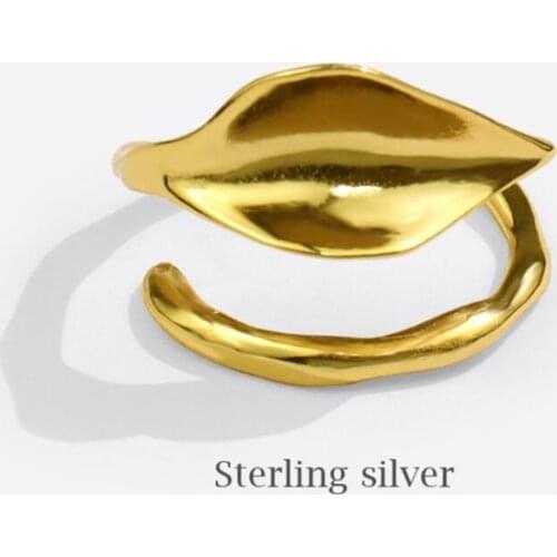 Sole Memory Creative Leaves Retro Hip Hop Cool 925 Sterling Silver Female Resizable Opening Rings SRI896