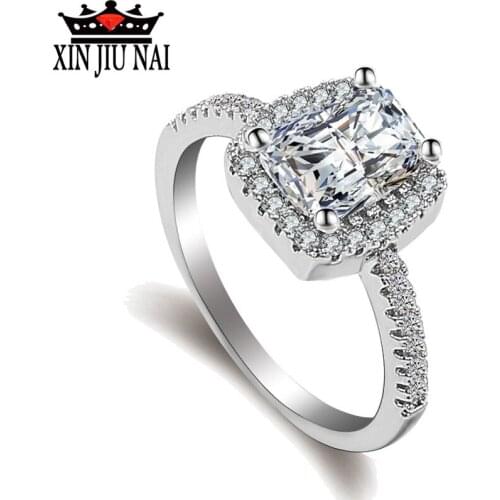 2020 new simple and wild fashion OL style square dense mosaic temperament female diamond ring girlfriend gift women jewelry