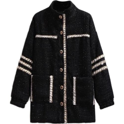 Plus Size 6XL 5XL 4XL 3XL 2XL Women Long Sleeves Woolen Coats Femme Autumn Winter Oversized Outcoat Black Coats For Mujers