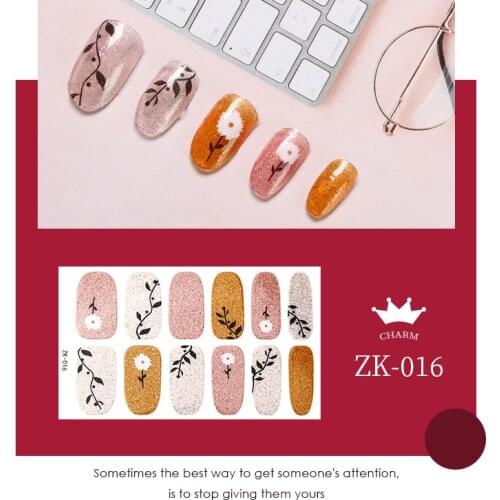 1pc New Japanese Style Daisy Nail Art Sticker Nail Wraps Gradient Glitter Decals Full Cover Adhesive Waterproof Stripes Manicure