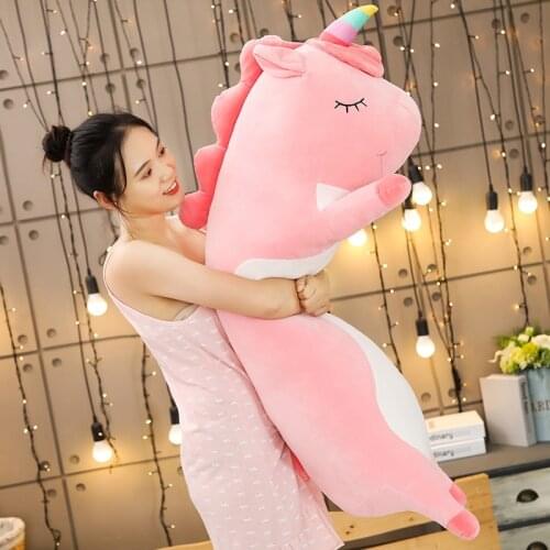 120CM Cartoon Animal Rabbit Fox Plush Toys Dinosaur Unicorn Cat Stuffed Soft Long Sleeping Pillow Dolls Children Birthday Gift