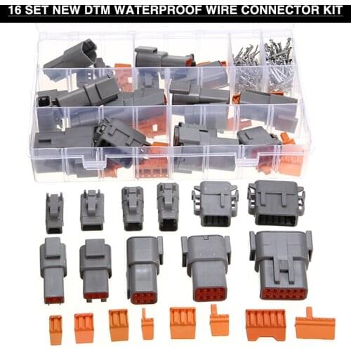 16 Set Waterproof Electrical Connector Kit Metal Male Female Cable Terminal Plug Aluminum Plastic Ecu Housing with 2-12 Pins