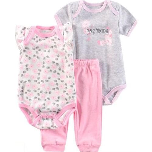 2pcs baby boy Bodysuits trousers 2021 100% cotton floral baby girl outfit Suit newborn clothes Set infants jumpsuit