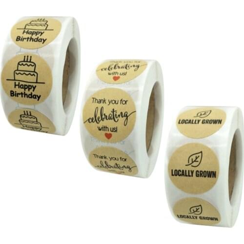 3 Types Decorative Roll Stickers 500pcs/Roll Happy Birthday Cake Baking Handmade Decor Roll Sticker Gift Decoration Seal Sticker