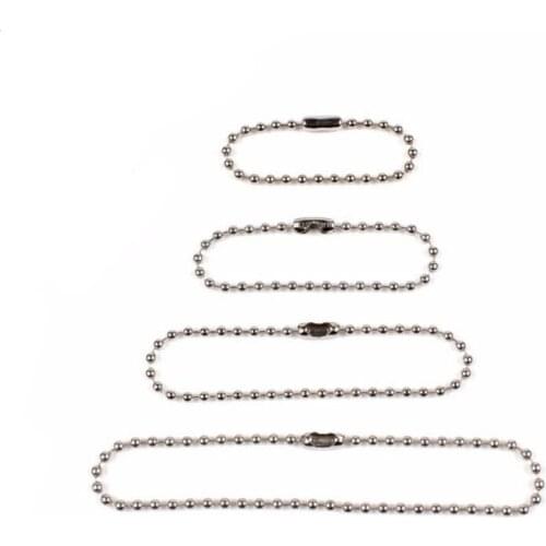 50pcs 2.4mm Ball Beads Chain Jewelry Chains Bulk With Connector for DIY Accessories Key Chain Dolls/Label hand tag Connector