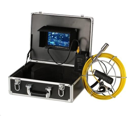 7 Inch TFT Color Sewer Pipe Inspection Snake Video Camera System 12Pcs White LED Lights 20M Fiberglass Cable