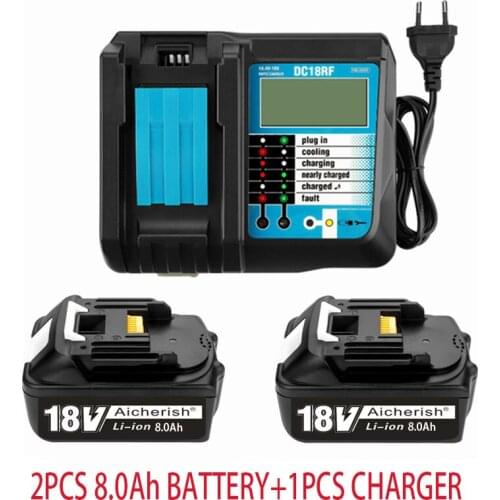 With LED Charger Makita 18V Electricdrill BL1830 DC18RC DC18SF 8Ah Li-Ion Rechargeable Battery 18650 Suitable for Power Tools