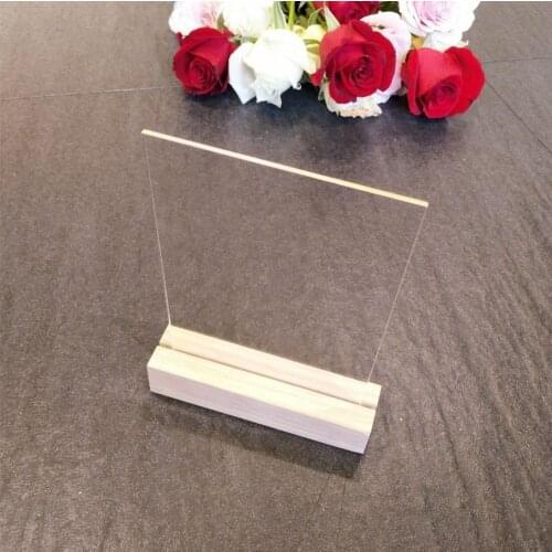 5SETS of Blank Acrylic Sign with Wood Stands,Acrylic Table Number with Wood Holder,Oak Wood Place Card Holder for Sign,Display a