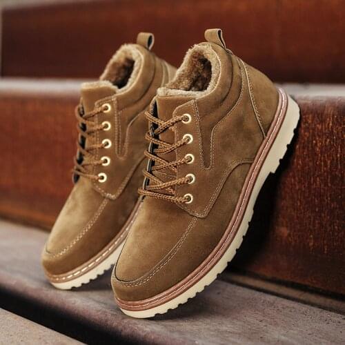 Warm Winter Men Boots Genuine Leather Ankle Boots Men Winter Work Shoes Men Military Fur Snow Boots for Men