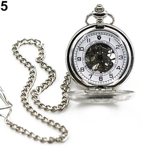 Unisex Vintage Arabic Numbers Fob Watch Bronze Mechanical Pockets Watch Gift Roman Numerals Quartz Necklace Pockets