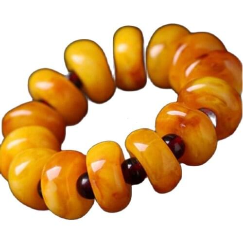 Two generation of Poland stone skin beeswax beeswax Bracelet chicken oil yellow old honey on hand